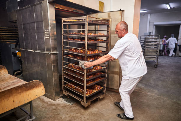 unloading a rotary oven